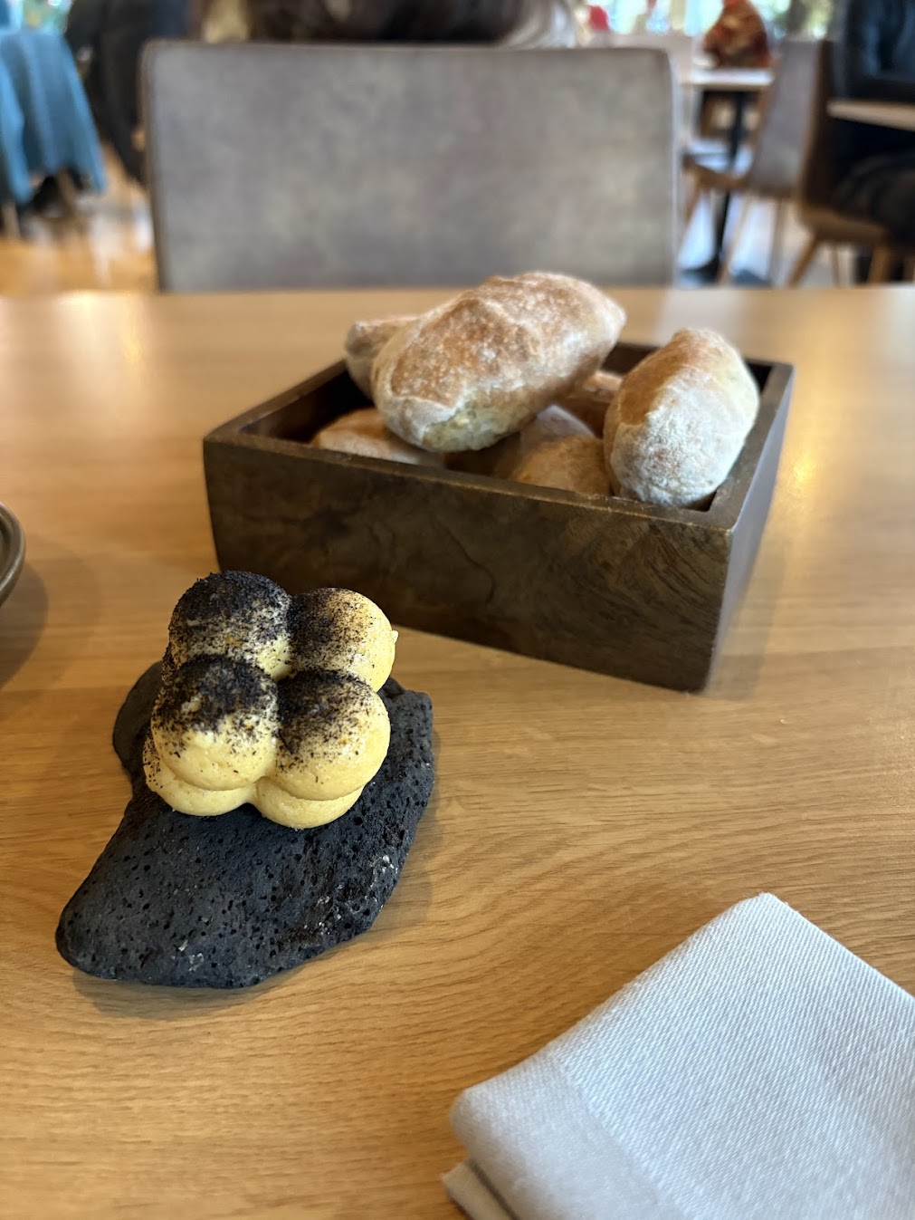 Bread on lava rock
