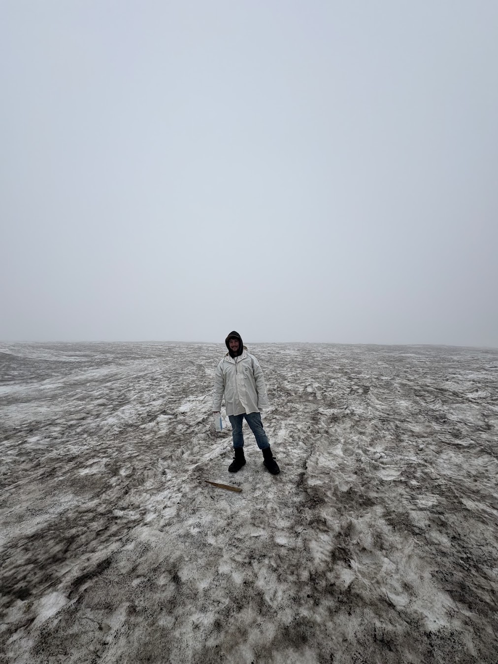 Standing on the glacier in Iceland