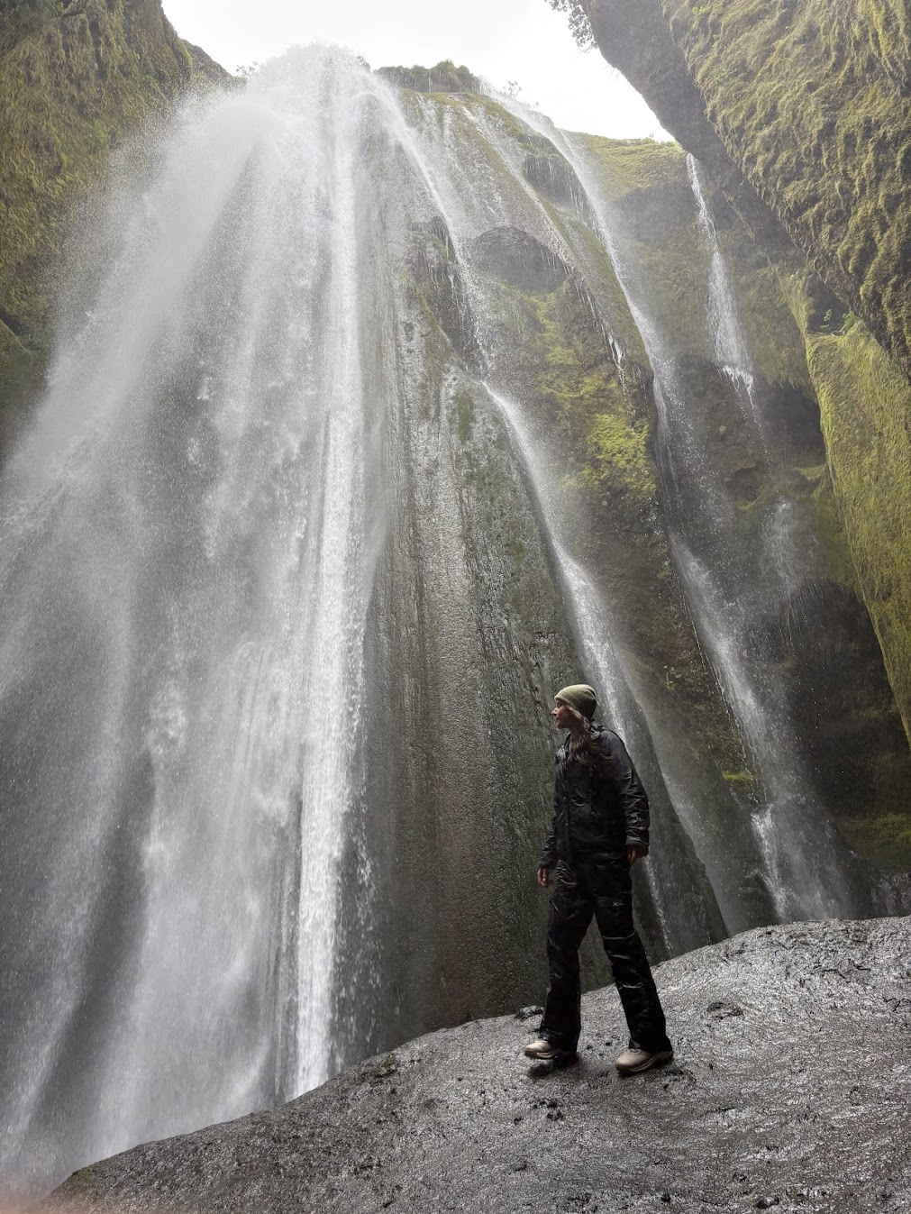 Courtney at the waterfall in Iceland